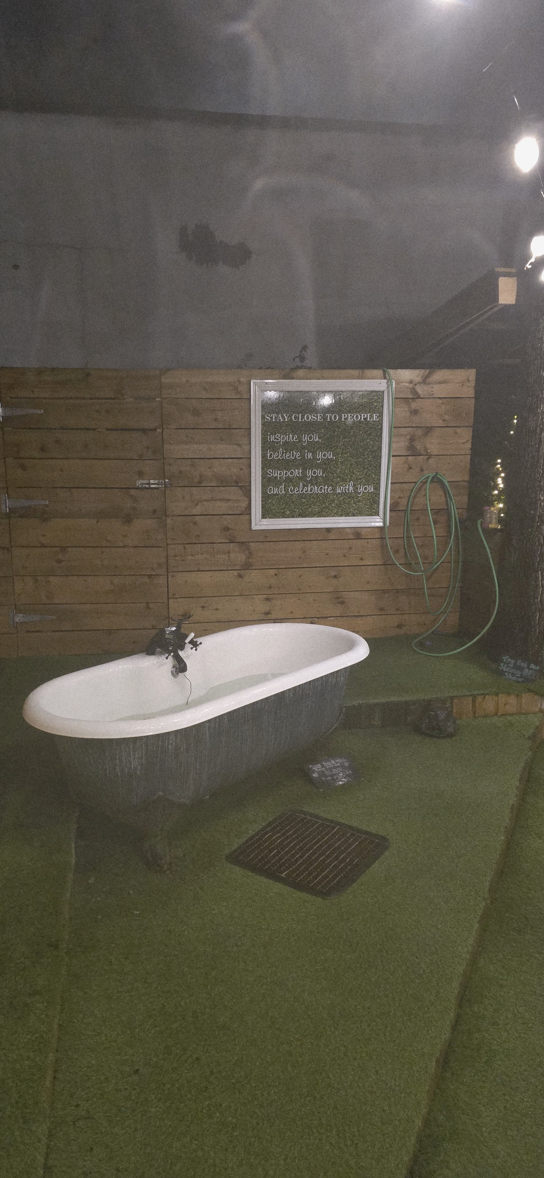 A clear view of the sauna space.