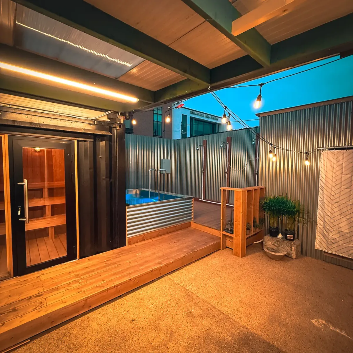 A practical outdoor sauna setup.