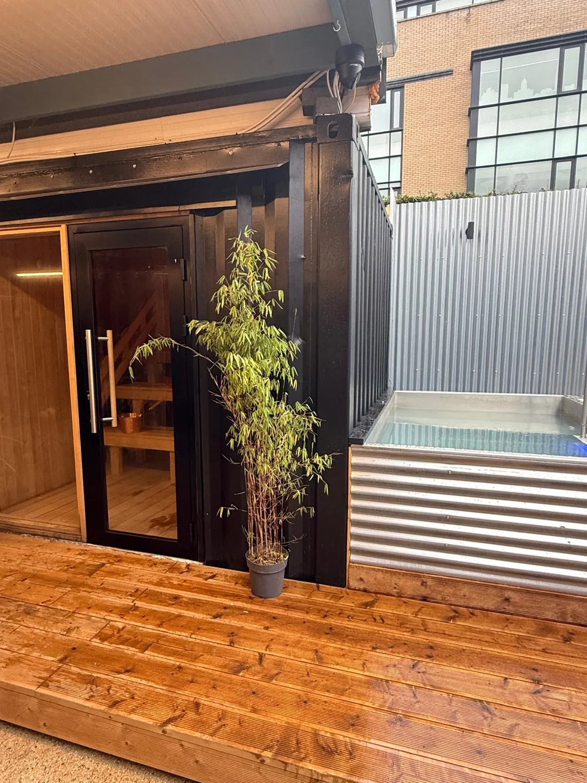 A practical outdoor sauna setup.