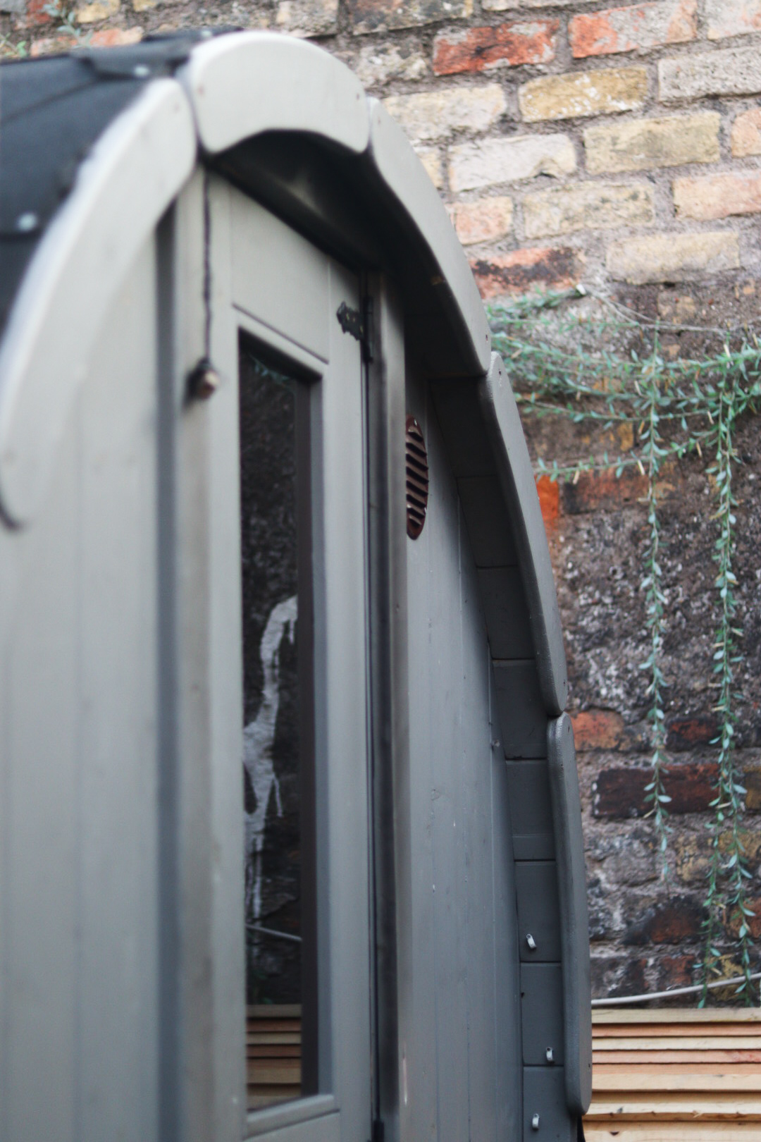A clear view of the sauna space.
