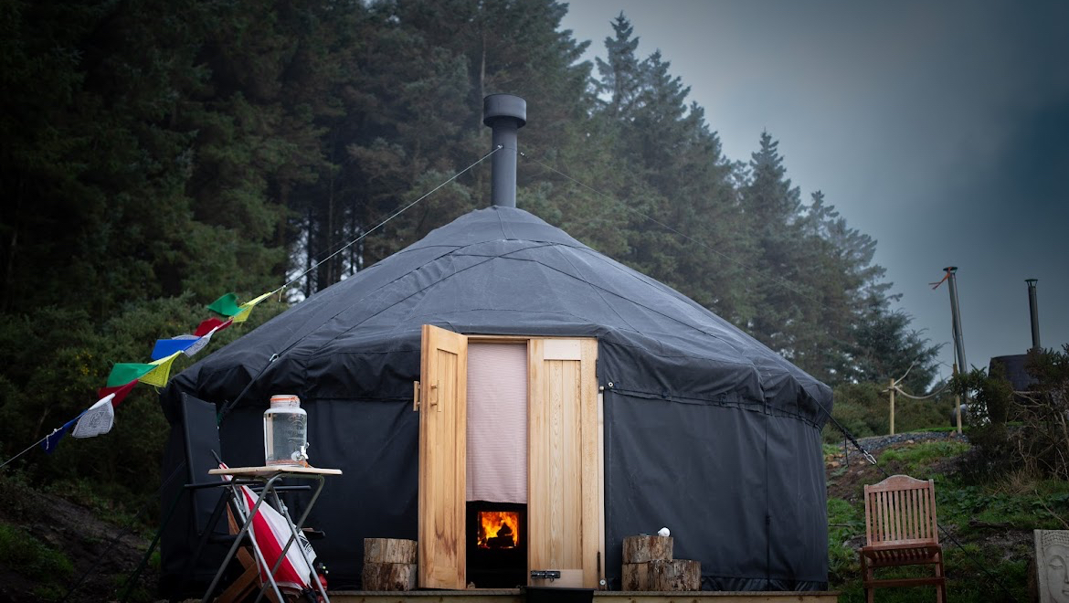 A clear exterior view of the sauna setting.